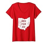 Damen Lehrer Rot Für Ed Ohio Öffentliche Bildung T-Shirt mit V-Ausschnitt