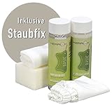 KERALUX 5-teiliges Lederpflegeset P für pigmentierte Glattleder, je 200 ml Reiniger und Pflege, Staubhandschuh, Schwamm, Tuch. Hochwirksame Imprägnierung und L