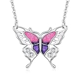 Schmetterling Kette 925 Sterling Silber Schmetterling Halskette Rosa Schmetterling Schmuck Weihnachten Geschenk für Damen M