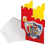 Folat 62860 Ritter Einladungskarten - 8 Stück, Mehrfarbig, 10cm x 15cm