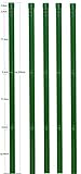 5 Zaunpfosten Ø 34 mm Zaunpfahl 2000mm lang als Pfosten für 1,5m hohen Metallzaun aus Maschendraht in grün RAL 6005. Zaunpfahl zum einbetonieren, mit 3 Halter für Spanndraht und Pfosten Kappe.…