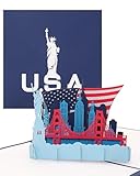 Pop Up Karte „U.S.A. - Stars & Stripes“ - 3D Grußkarte als Souvenir, Geburtstagskarte, Reisegutschein, Einladung zur Städtereise New York & Urlaub in den US