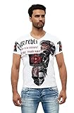 KINGZ Bodyshirt T-Shirt Sommer T-Shirt Body-Fit Totenkopf Shirt 38-07 Black (3XL, Weiß)