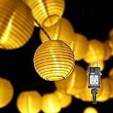 Gresonic 20er LED Lichterkette Lampion/Laternen Deko für Garten Weihnachten Party Hochzeit Innen und Außen mit dem Stecker (Warmweiss, 20LED Netzanschluss)