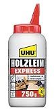 UHU Holzleim Express Flasche, Universeller und besonders schnell trocknender Weißleim - geeignet für alle üblichen Holzarten und -verklebungen, 750 g