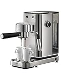 WMF Lumero Siebträger Espressomaschine 14 Watt, 3 Einsätzen, für 1-2 Tassen Espresso, auch für Pads, 15 bar, Tassenabstellfläche, Milchaufschäumdüse, edelstahl matt