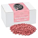 FOOD crew 900 g Belgische Ruby Schokolade Drops - Chocolate Chips - Sanft schmelzende Schokolade für Schokobrunnen – Rubi Schokolade- Fondue Schokolade - 10 Portionsbeutel zu je 90 g