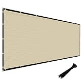 Windscreen4less Heavy Duty Sichtschutz Zaun in Farbe Beige mit Weiß Streifen 6 'x 25' Tüllen Messing W/3-Jahre Garantie 140 GSM (Benutzerdefiniert Größen erhältlich) 6' x 36'