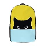 Reise-Laptop-Rucksack für Männer und Frauen, ideal für Wochenende, Reisen, umweltfreundlich, 43,2 cm (17 Zoll) Laptop-Büchertasche, Lustige Katze versteckt Gelb und Blau (Weiß) - TB-ZXY-0w34gt0b67pq-1