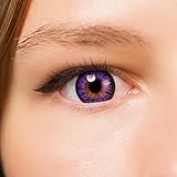 Kontaktlinsen farbig lila ohne Stärke | violette farbige Jahreslinsen | weiche Linsen soft Hydrogel | 2 Stück Farblinsen + Linsenbehälter | 0.0 Dioptrien | natürliche Farben | Serie Adore Violet