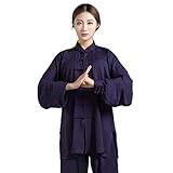 FYUUN Unisex Tai Chi Anzug Damen Herren Kung Fu Uniformen Kampfsport Primary Cotton Chinoiserie,Blue2-L