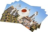 Set mit 4 Tischsets mit Blick auf Santiago de Compostela mit Kathedrale von Santiago de Compostela, rutschfest, schmutzabweisend, hitzebeständig, Tischmatten für Esszimmer, Zuhause, Innendekoration,