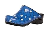 Sanita | Isalena offener Clog | Original handgemacht | Flexible Leder-Clogs für Damen | Anatomisch geformtes Fußbett mit weichem Schaum | Hellblau | 39 EU