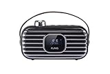 FlinQ DAB + Radio Wireless Speaker | DAB Radio | Bluetooth | Retro Radio mit geräuschlosem Sound | Radiowecker