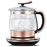 JHGF 2-Liter-Wasserkocher Aus Glas, Kabelloser Tee, Tatic Eco-Wasserkocher Mit Einstellbarer Temperatur, Wasserkocher Mit Sieb, Automatischer Abschaltung Und Trockengehschutz, 1200 W