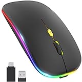 Bahderaus [Upgrade LED Kabellos Maus, Mobile Optische BüRo Maus mit USB und Typ-C EmpfäNger, für Laptop, (Schwarz)