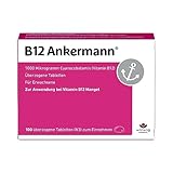 B12 Ankermann, 100 Stück: 1.000 Mikrogramm Vitamin B12 Tabletten, hochdosiert, effektiv gegen Müdigkeit & Erschöpfung infolge von Vitamin-B12-Mangel, für mehr Energie & Leistungsfähigkeit, 1x täg