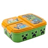 Stor Minecraft | Brotdose mit 3 Fächern für Kinder - Kinder-Lunchbox - Snackbox - Dekorierte Lunchbox