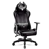 Diablo X-Horn 2.0 Gaming Stuhl Bürostuhl Gamer Chair Schreibtischstuhl 3D Armlehnen Ergonomisches Design Nacken/- Lendenkissen Kunstleder Wippfunktion Schwarz King (XL)