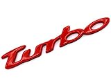 3D Turbo Emblem Rot ABS Kunststoff mit Schaumstoff-Kleberückseite Badge von VmG-Store
