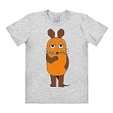Logoshirt® TV I Die Sendung mit der Maus I Maus I T-Shirt Print I Damen & Herren I kurzärmlig I grau-meliert I Lizenziertes Originaldesign I Größe XL