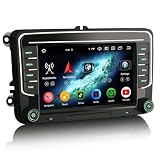7 Zoll 8-Kern 4GB+64GB Android 14 Autoradio mit GPS Navi für VW Crafter Amarok Caddy Polo 6R Transporter T6 Skoda Yeti Bluetooth CarPlay Android Auto WiFi 4G DSP DAB+ OBD2 USB DVB-T2 Canbus OPS SWC