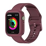 Ousyaah Kompatibel mit Apple Watch Armband 45mm 44mm 42mm 41mm 40mm 38mm, Ersatzarmband mit Schutzhülle, Ersatz Silikon Sport Armbänder Kompatibel mit Apple Watch Series 7 6 5 4 3 2 1 SE