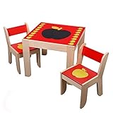Labebe Kindertisch Holz, Roter Apfel Baby Tisch Stuhl Für 1-5 Jahre Alt, Activity Tisch/Kinderstuhl/Kinder Tisch Holz/Ausziehbar Stuhl Tisch/Kinderzimmer Tisch Stühle/Kinder Tisch/Echtholz Tisch