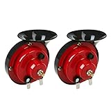 Air Hupe 12v, auto Signalhorn Extrem Laut, Autohupe Fanfare, Schneckenlufthorn Für Lkw Motorrad, Train Horns for Trucks, Roller, Boot Motorcycle Electric Car Hupe, 300db 2 Pack-kit (Rot)