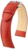 HIRSCH Uhren-Armband Duke M - italienisches Kalbs-Leder - Alligator-Prägung - Damen/Herren - Rot - 16 mm