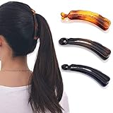 Runmi Bananen-Haarspangen, schwarz, Schildpatt-Haarspange, Haar-Accessoires für Frauen und Mädchen (3 Stück)
