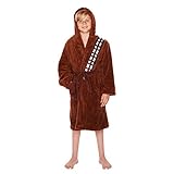 Elbenwald Star Wars Chewbacca Wookie Bademantel sehr flauschig, mit Energiegürtel, Beuteltasche, Kapuze, braun