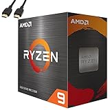 AMD Ryzen 9 5900X 12 Kerne, 24 Threads, 3,7 GHz, 64 MB, entsperrt, Desktop-Gaming-Prozessor, 7 nm, 5. Generation, 4,8 GHz Max Boost Clock CPU, 100-10000061WOF – Broage HDMI-Kabel – 1 Packung