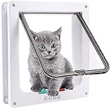 Baicomia Katzenklappe für Katzen, Hunde oder kleine Tiere, abschließbar, einfach zu installieren (L, weiß)