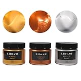 LiBozd Acrylfarben Set, Acrylfarben Metallic 3 x 100 ml Ungiftige Acryl Farben mit Wasserfeste Acrylfarben für Papier, Stein, Holz, Leinwand & Glas