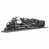MERK Technik Big Boy Lokomotive mit Eisenbahn Schienen, 1608 Teile Dampflokomotive Modellbausatz für Kinder Erwachsene, Kompatibel mit Lego Technic, Schwarz, 78 x 7 x 11cm
