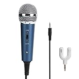 Karaoke Handmikrofon, kondensator Mikrofon mit Kabel, 3,5 MM mit U-förmigem Mikrofon, für Computer Karaoke, für Gesang/PA-Lautsprecher/Verstärker/Mixer(Blau)
