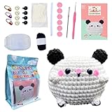 Qiwieod Häkelset für Kinder, Häkel-Starterset für Anfängerkinder,Plüschtier-Häkelpaket mit Garn, Anfänger-Strickpaket | Kleines Bastel-Schlüsselanhänger-Anhänger-Welpenpuppen-Strickset für Erw