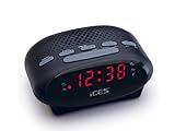 iCES ICR-210 Uhrenradio - Radiowecker mit 2 Weckzeiten - PLL FM - Schlummerfunktion - Sleeptimer - Gangreserve - schwarz, klein, ICR-210 black