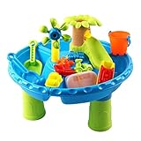 Hellery 4 in 1 Kinder Sand- und Wassertisch - Strandspiel-Aktivitätstisch für Kleinkinder Sensorischer Tisch Strandspielzeug für Kinder Sandspieltisch