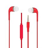 Unbekannt Kopfhörer, Rot, hohe Qualität, In-Ear-Kopfhörer, Silikon, geräuschdämmend, mit Lautstärkeregler und Mikrofon für Archos 50c Neon