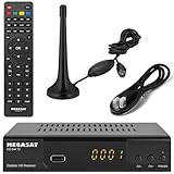 Megasat T644 DVB-T2 Receiver + aktive Zimmerantenne + HDMI Kabel, HDTV für frei Empfangbare DVB-T2 Sender, schw