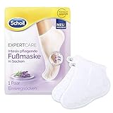Scholl EXPERTCARE intensiv pflegende Fußmaske mit Lavendelöl – Feuchtigkeitsspendende Pflege – 1 Paar Einwegsocken