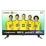 CHiQ 32 Zoll Fernseher Rahmenloser Android 11 TV mit Edge LED, HDR10, DBX-tv, Quad-core CPU, 2.4/5G Wi-Fi, Bluetooth5.0, Google Assistant,Netflix