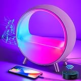 LEOEU Smart Lichtwecker RGB Nachttischlampe mit Bluetooth Lautsprecher, Smart Wake-Up Light Tageslichtwecker, Smart LED Lampe Kompatibel mit Alexa & Google Home Sprachsteuerung