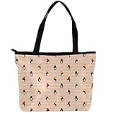 TBOUOBT Damen Große Größe Leinwand Umhängetasche Hobo Umhängetasche Handtasche Casual Tote,tierischer Cartoon Ping