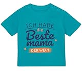 Baby Tshirt in Türkis 0-36 Monate mit Druck T-Shirt mit Spruch Meine Mama ist die Beste Mama der Welt T-Shirt für Kleinkind 0, 1, 2, 3 J