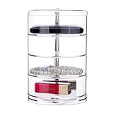 Gladwill 4-lagige drehbare transparente Schmuck-Aufbewahrungsbox, 360 Grad drehbare Ohrring-Organizer-Box, staubdicht, transparente Halskettenboxen mit Deckel