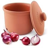 Römertopf Zwiebeltopf aus Naturton Frische-Topf Maxi Keramik Vorratstopf 2,8 Liter, Terrak