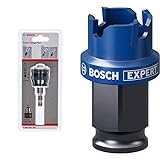 Bosch Professional 1x Power Change Plus Adapter (Aufnahme 3/8“, Sechskant, Ø 8,7 mm) + 1x Expert Sheet Metal Lochsäge (für Stahlbleche, Edelstahlbleche, Ø 20 mm, Zubehör Schlagbohrmaschine)